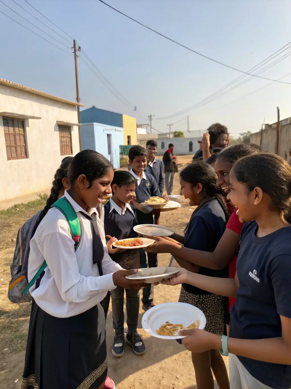 A photo of students conducting a community outreach program, interacting with local residents and providing assistance.