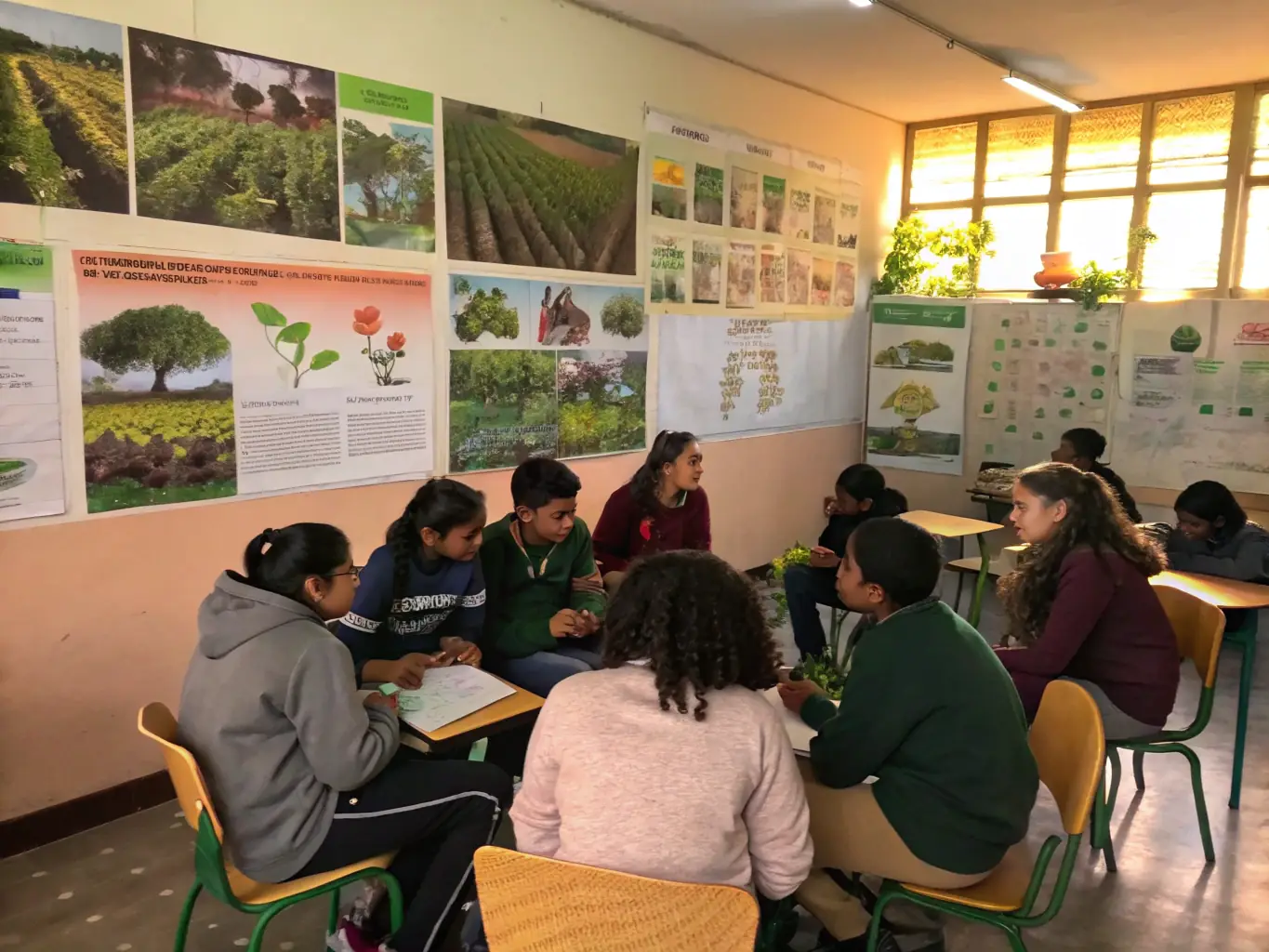 A group of ITII HAUTE-NORMANDIE 4L students are participating in a workshop focused on sustainable development and environmental awareness. They are engaged in discussions and hands-on activities, learning about eco-friendly practices and solutions.